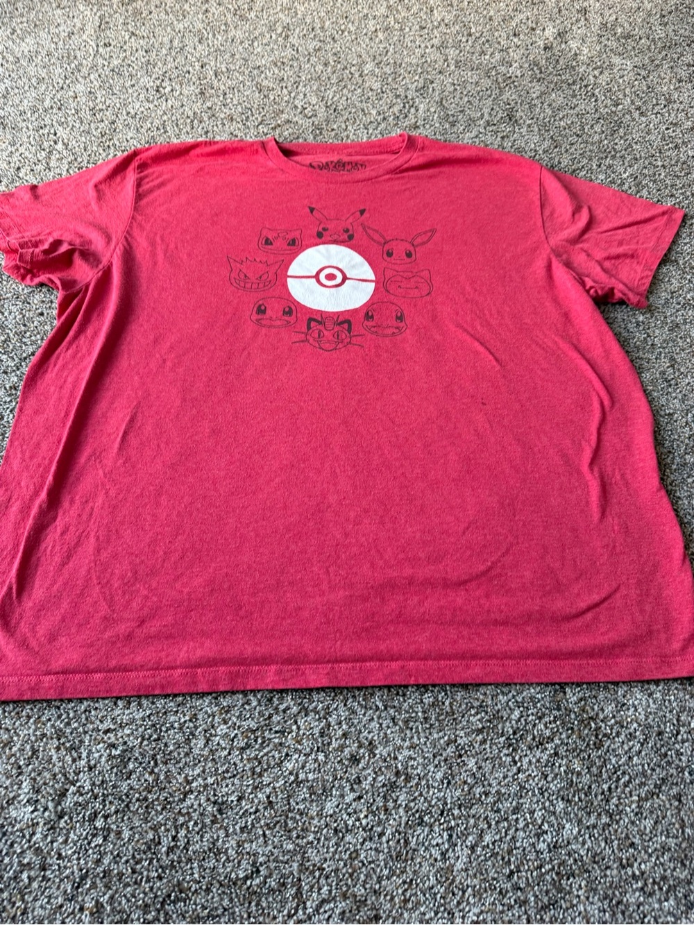 Pokemon Powerful Character Heads Pokeball Red Graphic T Shirt Mens 2XL XXL
